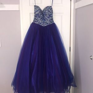 Royal blue with pink prom dress/ ballgown